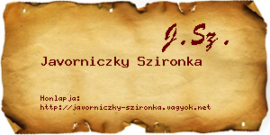 Javorniczky Szironka névjegykártya